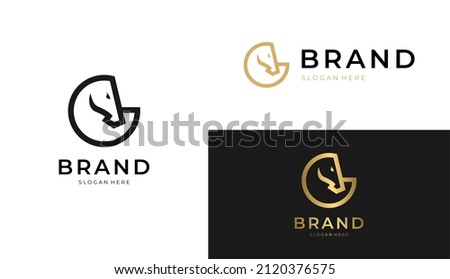 Creative Minimal line art logo of Horse, Abstract Horse logo, horse head logo that forms the letter g is suitable for professional brand logos