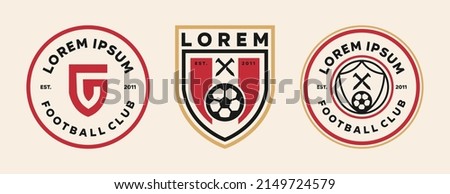 football logo with ball element, soccer, elegant soccer logo. Elegant Modern Soccer Football Badge logo designs, Soccer Emblem logo template vector illustration Сток-фото © 