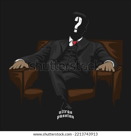 Godfather mafia boss vector design. Football hooligan. Godfather mafia boss sitting on brown sofa with arms at side vector design