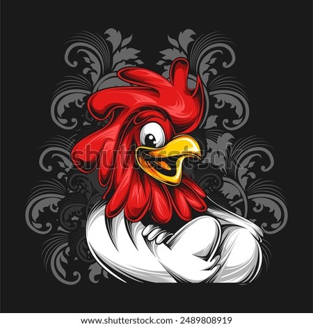 Rooster head logo vector illustration. Emblem, Icon, Badge. chicken rooster premium logo. chicken farm 