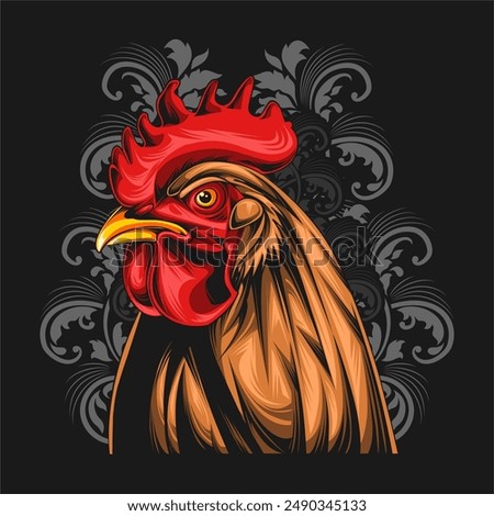 Rooster head logo vector illustration. Emblem, Icon, Badge. chicken rooster premium logo. chicken farm 