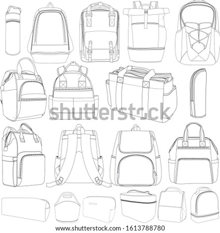 Backpack Baby Bag Cosmetic Template Design Set