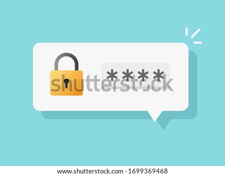 Password secure login access notice vector or authentication verification code note message bubble speech icon flat cartoon illustration isolated
