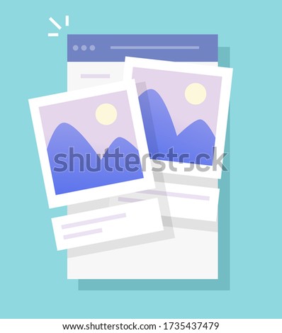 Photo image files and picture storage mobile app online service for phone or digital photography album gallery software web for smartphone vector flat cartoon, concept of cellphone application design