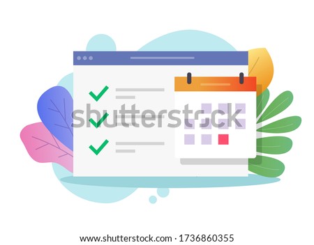 Online calendar web task to do list and important deadline date or website internet scheduled finished events appointment notice vector flat illustration, digital agenda icon modern colorful icon