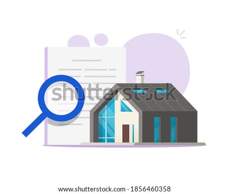 Home audit review vector, house building inspection illustration, property apartment documentation quality, examine of architecture construction, rent or buy information research Сток-фото © 