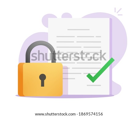 Non-disclosure nda agreement vector icon flat cartoon, confidential legal nondisclosure information document, copyright or secret locked file protected with padlock idea modern design