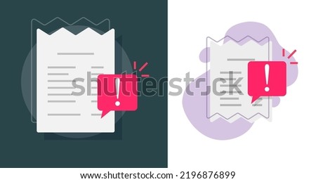 Payment bill fraud notice icon vector illustrated, pay receipt fail error reminder, expired overdue caution alert invoice, urgent important declined notification money transaction graphic