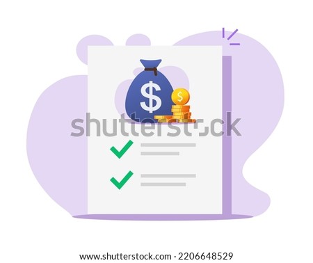 Money document insurance guaranty icon vector, loan finance budget report bill flat modern illustrated graphic, quality cash assurance cost, deposit policy terms, financial trust contract agreement