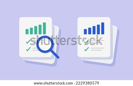Analysis research data review icon vector or financial business sales audit report symbol pictogram graphic flat illustration, examine inspection search, evaluation overview quality results  