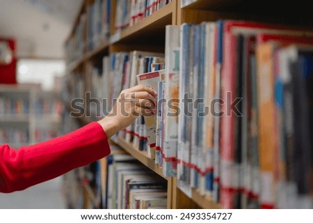 Similar – Image, Stock Photo Senior woman studying and taking the self test for Covid-19, home test kit for coronavirus