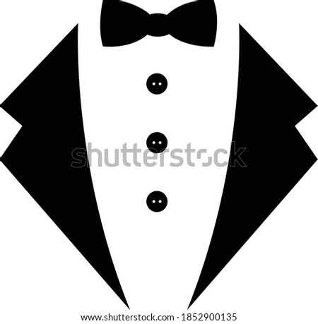 Symbol service dinner jacket bow. Tuxedo concept. Tux sign Butler gentleman idea