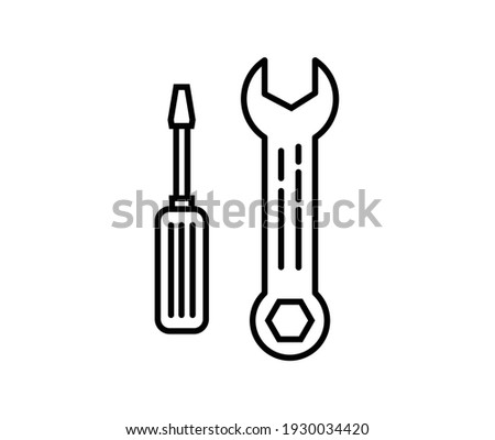 Wrench outline vector icon sign symbol