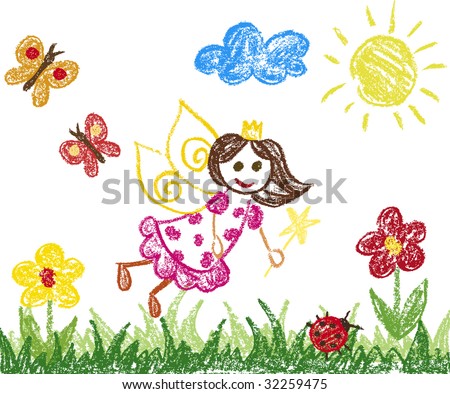Similar – Image, Stock Photo Child draws a princess II with pens