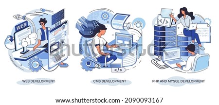 Website development, web design. Programming and coding, php and mysql development, cms development banners set. Computer animation designer. Bug fixing. Specialists work at workplaces with laptops