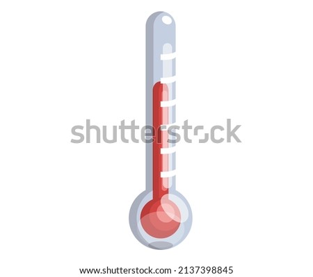 Thermometer outdoor illustration celsius fahrenheit indicators on measurement scale. Hot temperature icon isolated on white shows air and water temperature, medical and meteorological instrument