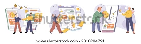 Cashless payment. Vector illustration. Wireless payment systems are designed to prevent unauthorized access to sensitive information Mobile cashless payments offer convenience for splitting bills