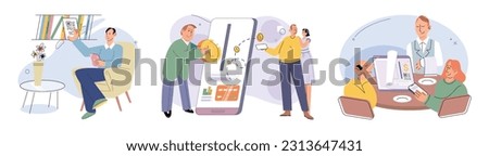 Cashless payment. Vector illustration. A cashless society is becoming more feasible with advancements in payment technology Many retailers now accept contactless payments for faster checkout process