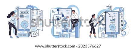 Application testing metaphor. Vector illustration. Application testing, crucible where coding errors are uncovered and rectified App test, sandbox for validating apps functionality Software testing