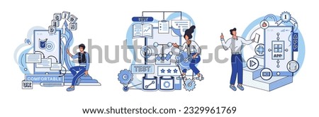 Application testing metaphor. Vector illustration. Application testing, crucible where coding errors are uncovered and rectified App test, sandbox for validating apps functionality Software testing