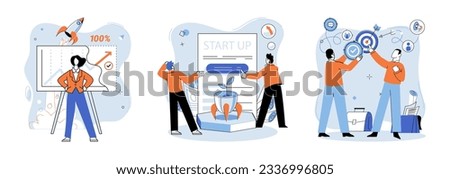 Successful project launch. Vector illustration. Project launch startup, initial step into world filled with opportunities A development project idea, fertile seed ready to germinate Project launch