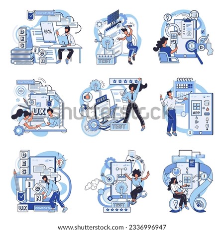 Application testing metaphor. Vector illustration. Software testing, sweep that keeps software environment clefrom bugs Application testing, softwares final exam before its deemed fit for use