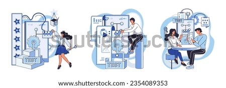 Application testing metaphor. Vector illustration. Application testing, crucible where coding errors are uncovered and rectified App test, sandbox for validating apps functionality Software testing