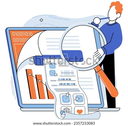 Application testing metaphor. Vector illustration. Application testing, detector identifying glitches for smoother software operation App test, obstacle course testing agility of app Software testing