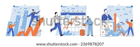 Business deal. Vector illustration. Growth is objective every startup Businesses often seek help and support from external sources Ideas fuel innovation and business opportunities Trust is foundation