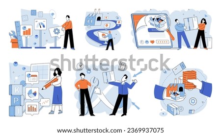 Process management. Vector illustration. Accurate information and detailed reports are vital for streamlined development Procedures and methods establish framework for effective process management