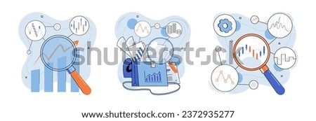 Data analysis. Vector illustration. Research and data analysis are fundamental for generating new knowledge and insights Data driven solutions provide businesses with actionable insights to drive