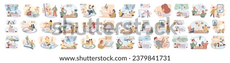 Child with tablet. Vector illustration. The use digital tablets in education promotes active learning and critical thinking skills The child with tablet concept underscores transformative power