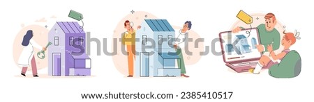 House for sale. Vector illustration Buying residential property involved considering propertys location and proximity to amenities The buying house concept symbolized independence and freedom