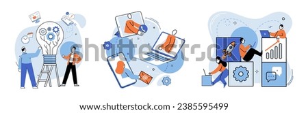 Business team vector illustration. Effective organization and management were key factors in project success The teams assistance and support played critical role in achieving business objectives