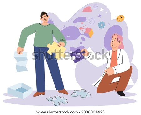 Mental health counseling vector illustration. The mental health counseling metaphor likens therapist to guide, leading patients towards brighter future Emotional comfort and validation are provided