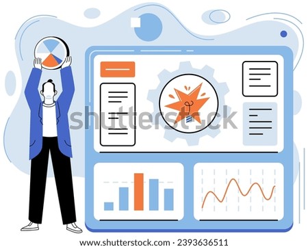 Business data analysis vector illustration. Business strategy is roadmap to treasure data exploration Employment takes flight on wings analytic investigation The heartbeat business echoes in chambers