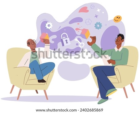 Mental health counseling vector illustration. The mental health counseling metaphor likens therapist to compass, guiding patients towards healthier mindset Empathy and understanding are foundational