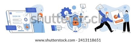 Personal data protection vector illustration. Network security measures are crucial for protecting personal data in cyberspace The personal data protection concept recognizes importance secure digital