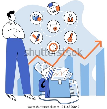 Business development. Vector illustration. Finance is essential for global economy Banking institutions play critical role in economic stability Marketing strategies influence consumer behavior