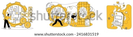 Data science vector illustration. Financial insights are treasures unearthed by analytical archaeologists data Technology and data science dance together, orchestrating symphony business success