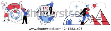 Climate vector illustration. Global warming serves as clarion call, compelling us to reassess our impact on climate and environment The ecosystem, masterpiece natures design, hinges on our ability
