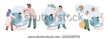 Science. Vector illustration. The investigation natural phenomena contributes to scientific understanding Scientists search for answers to unanswered questions through rigorous inquiry Exploration