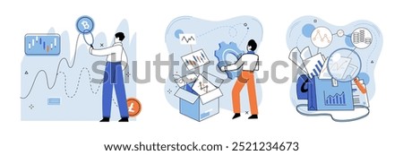 Stock market. Vector illustration. Analyzing stock market data is crucial for making informed investment decisions The stock market crash 1929 had significant impact on global economy Currency