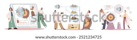 Scientific experiment. Vector illustration. Experts in their respective fields play critical role in advancing scientific knowledge Research is fundamental aspect scientific process driving new