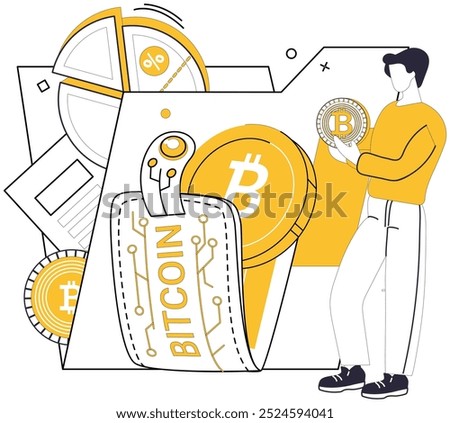 Bitcoin wallet vector illustration. The electronic heartbeat finance is synced with rhythms digital wallets Secure your assets in digital realm with impenetrable shield Bitcoin wallet