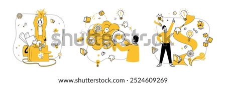 Structured thinking vector illustration. Innovation transforms into opportunities in crucible strategic minds Progress flourishes where individuality and structured thinking intersect