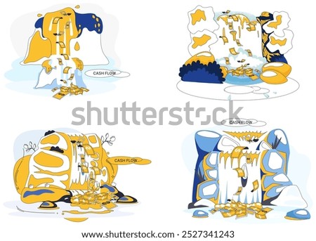 Cash flow vector illustration. Economy, ecosystem wealth, thrives on interdependence cash flow and savings Wealth, like constellation stars, illuminates darkness financial uncertainty