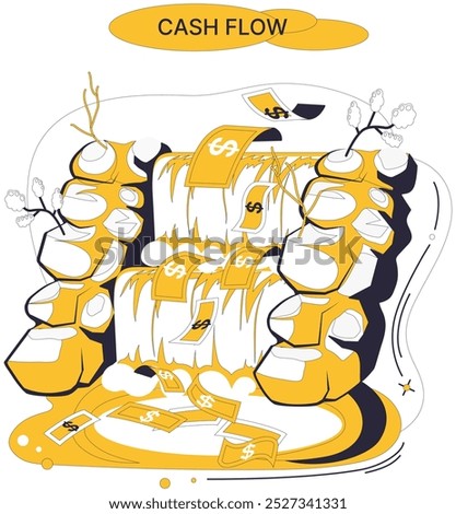 Cash flow vector illustration. Wealth, like constellation stars, illuminates darkness financial uncertainty Investing is art sculpting economic landscape with flow cash Budgeting is compass guiding