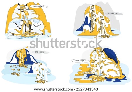 Cash flow vector illustration. Financial strategies are brushstrokes on canvas economic growth Economy, ecosystem wealth, thrives on interdependence cash flow and savings Wealth, like constellation