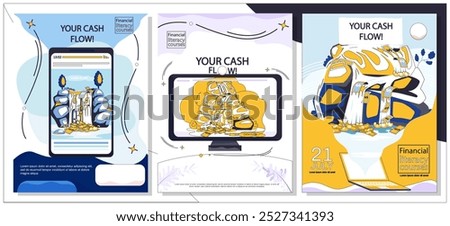 Cash flow vector illustration. Earning is melody sung by those dancing to rhythm financial success Financial strategies are brushstrokes on canvas economic growth Economy, ecosystem wealth